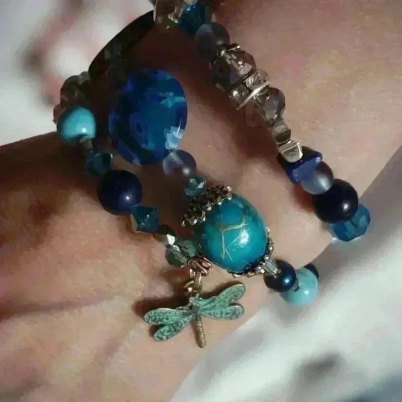 "I'll Be Waiting For You, Down Near The Ocean" Handcrafted Wire Wrap Bracelet - Picture 3 of 5